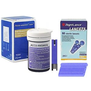 Accu-Answer iSaw Cholesterol Test Strips 25 strips TC01 + 50PC Disposable Needle - Picture 1 of 15