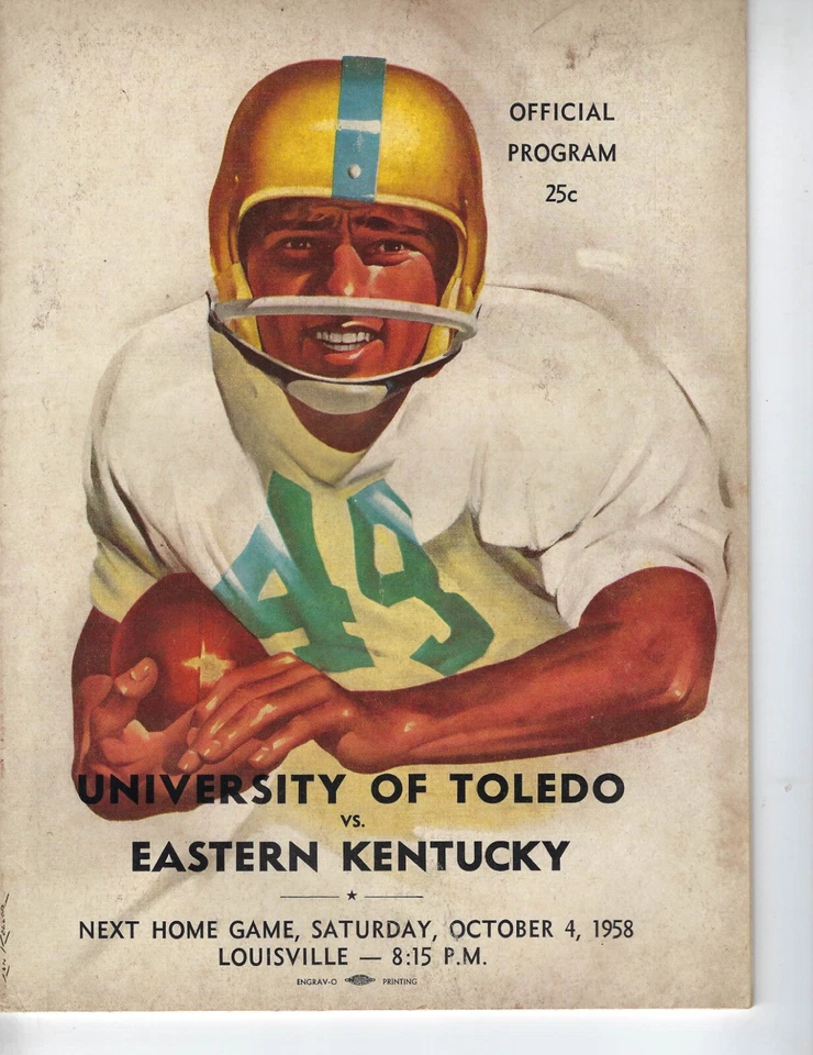 1958 9/20 football program Toledo Rockets v Eastern Kentucky Jim Patton VG - Image 1 of 1