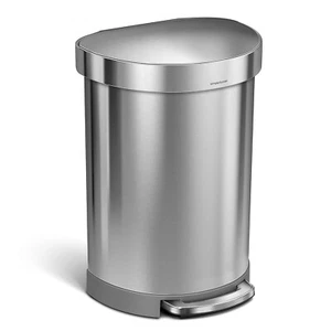simplehuman 60 Liter Semi-Round Hands-Free Kitchen Step Stainless Steel - Picture 1 of 6
