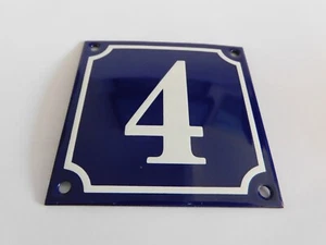 French Handmade 4" x 4" Enamel Porcelain Plaques House Number Address Sign 4 - Picture 1 of 2