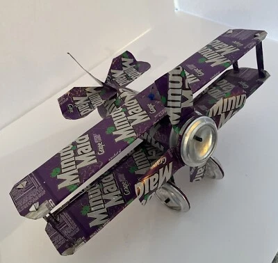 Pop Can Airplane Model Sculpture Minute Maid Pop Grape 1997, Purple. - Image 1 of 4