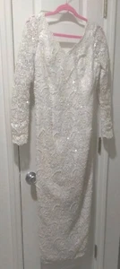 Vestido de novia vintage Oleg Cassini L/S totalmente con cuentas/lentejuelas talla 8 - Imagen 1 de 12
