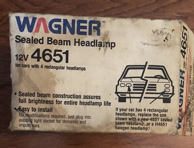 全新带盒 全新 Wagner 4651 密封光束前照灯 12V 矩形 容易失速 — 第 1/2 张图片