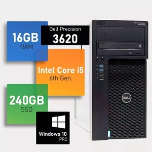 Dell Precision 3620 Tower Intel i5-6500 16GB RAM 240GB SSD+1TB HDD Win10 Desktop - Picture 1 of 4