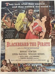 1952 Vintage Blackbeard The Pirate Movie ad. Robert Newton, Linda Darnell. - Picture 1 of 1
