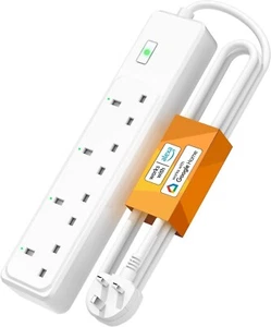 Extension Lead 1.8m With 4 AC Outlets White Smart Power Strip WiFi Plug - NEW - Afbeelding 1 van 4