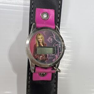 Disney Hannah Montana Miley Cyrus LCD Girls Leather Retro Watch Untested