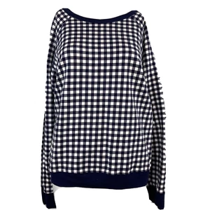 Camisa Draper James Para Mujer Talla XL Azul Blanco Guinga Cuadros Pullover Sudadera Top - Imagen 1 de 8