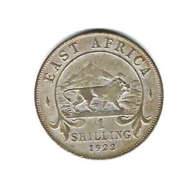 1922 EAST AFRICA SILVER COIN 1 SHILLING - GEORGE V - - Image 1 of 2