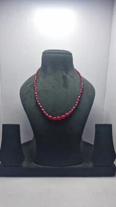 Red Ruby Corundum Gemstone Drop Beads 925 Sterling Silver 16.5" String Necklaces - Picture 1 of 8