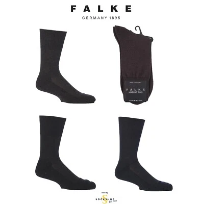 Mens Plain Business Socks FALKE Airport Plus Virgin Wool/Cotton Cushioned 1 Pair - image 1 of 4