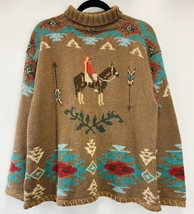 Vintage RALPH LAUREN Country Southwest Knit Sweater Small Unisex Pullover 2 4 - Picture 1 of 8