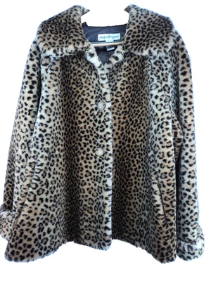 Abrigo de felpa vintage para mujer Norm Thompson de piel sintética con estampado de leopardo talla L Foto 1 de 4