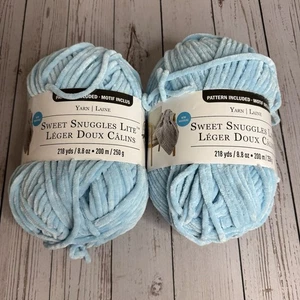 NEW Loops and Threads Sweet Snuggles Lite Lot 2 Skeins Light Blue Omphalodes - Picture 1 of 5