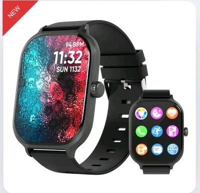 1.91 Inch Smart Watch Men Women IP68 Waterproof Fitness Tracker Black IN TECH  - Image 1 of 4