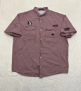 Camisa Columbia Super Bonehead Florida State Seminoles Hombres XL Rojo Blanco Fish Vent - Imagen 1 de 21