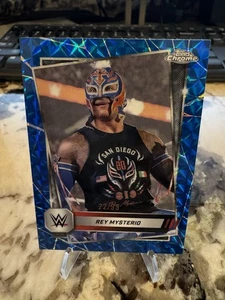 2025 Topps Chrome WWE - Rey Mysterio #62 Blue Geometric Refractor /99 - Picture 1 of 2