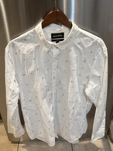 Bonobos Hombre Blanco Tropical Cuello Abotonado Manga Larga XXL Ajuste A Medida - Imagen 1 de 4