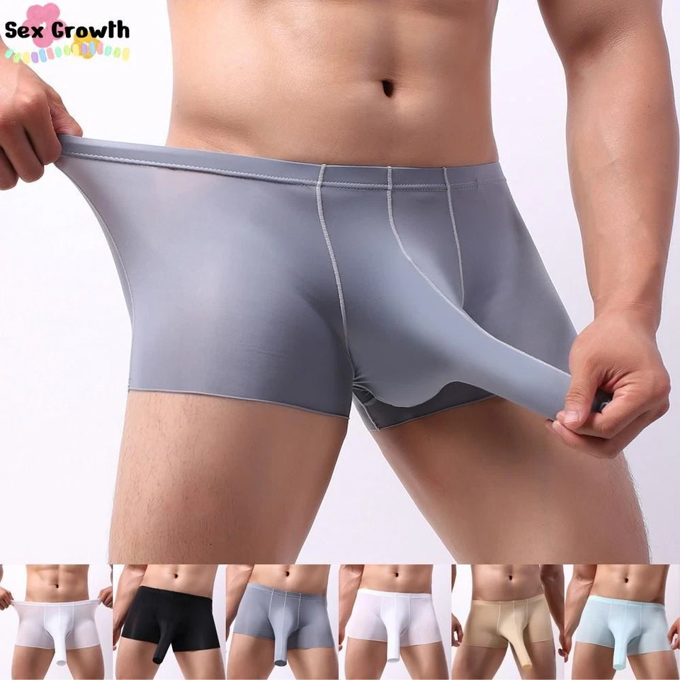 Breathable Men Ice Silk Underwear Elephant Nose U Convex Boxer Trunks Shorts - Image 1 of 4