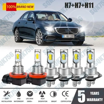 6x LED Headlight + Fog Light Bulbs Kit For Mercedes-Benz E350 E320 E550 - Image 1 of 4