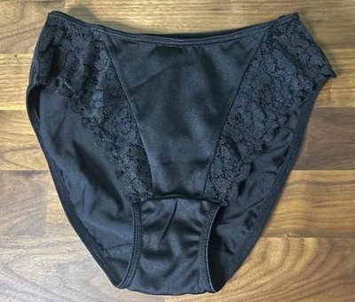 Vtg Triumph Nylon Panties Silky Black Sissy Lace Second Skin Sz M Shaper Thick - Image 1 of 4