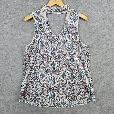 By & By Paisley Print Sleeveless Tank Top Women's Size L Blouse Velvety Cute - Image 1 of 4