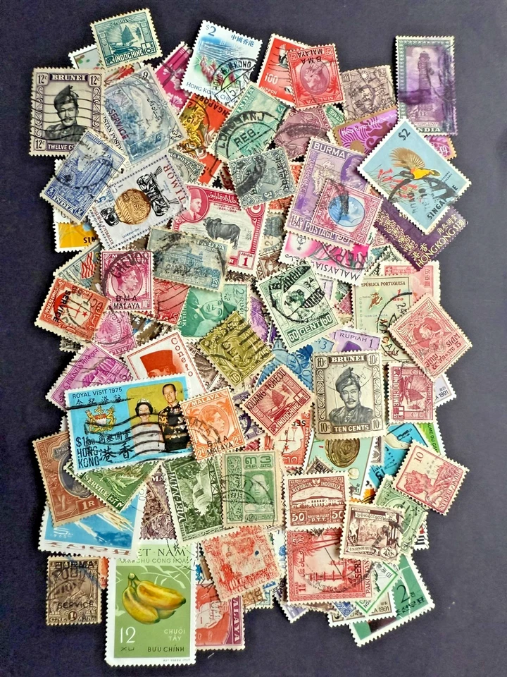 Asia Stamps Lot Bundle Collection Kiloware 180 Stamps No Duplicates Good Mix - image 1 of 1