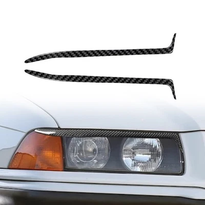 Cubierta de párpado de cejas de faros delanteros de fibra de carbono para BMW Serie 3 1992-1998 Foto 1 de 4