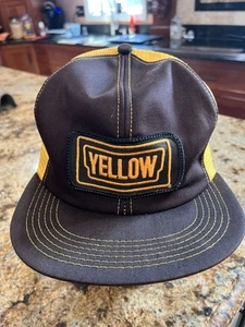 Sombrero de camionero vintage amarillo K marcas parche malla Snapback EE. UU. Camionero - Imagen 1 de 7