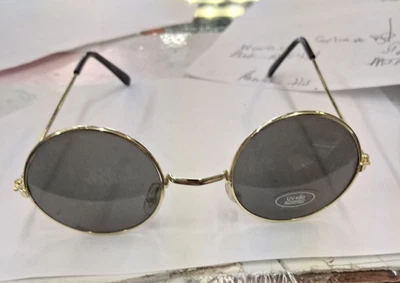 OZZY OSBOURNE STYLE SUNGLASSES NEW UV PROTECTED JOHN LENNON BLACK SABBATH GOLD - Image 1 of 2