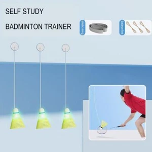 Selfstudy Badminton Trainer Set Telescopic Rod Rebound Training Practice Tool UK - Picture 1 of 16