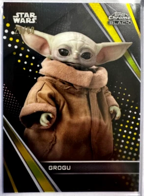 2023 Topps Star Wars cromo negro Grogu #39 refractor dorado 25/50 Baby Yoda Foto 1 de 2