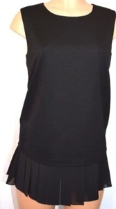 MAXMARA BLACK PLEATED HEM SLEEVELESS BLOUSE TOP SIZE XL - Picture 1 of 6