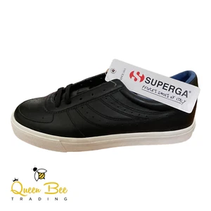Superga Mens Black Leather Lace Up Sneaker 2846 Size 9 - Picture 1 of 4