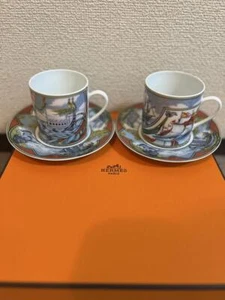 HERMES Patchwork tea cup saucer set 2 customers rare - Picture 1 of 5