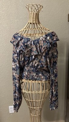 Emily Wonder Blouse Elastic Waist  Junior Size Large Ruffle Cottagecore Romantic - Image 1 of 4