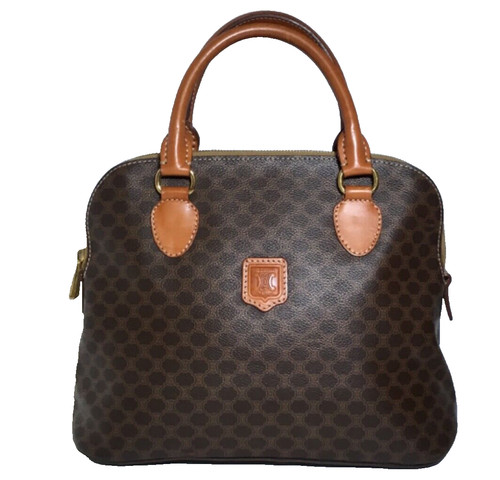 Borsa a mano Celine Macadam in pelle marrone autentica