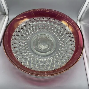 VTG Indiana Glass Ruby Cranberry Diamond Point Large 13" Salad/Chip Serving Bowl - Picture 1 of 9