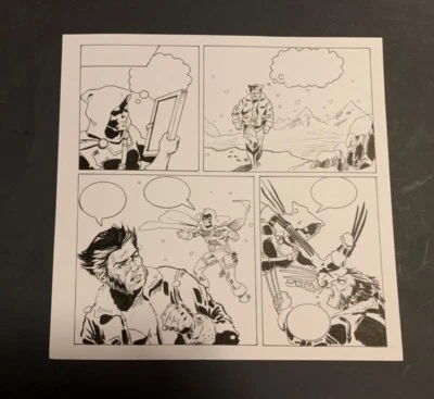 Marvel Secret Wars Taskmaster Action Figure Card Comic Original Art - Image 1 of 2