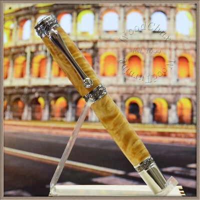 Handmade Exotic Boxelder Burl Wood Rollerball Or Fountain Pen ART 1327 - Image 1 of 4