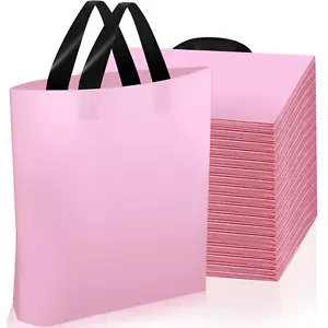100 Pack Pink Plastic Shopping Bags for Small Business Boutique Merchandise Bags - Picture 1 of 6