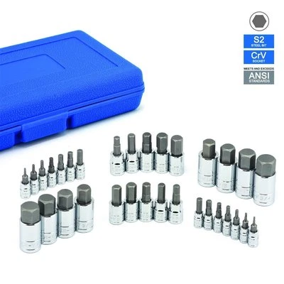 3/8" 1/2" DR DRIVE ALLEN WRENCH BIT KIT HEX KEY SOCKET TOOL SAE AND METRIC SET - Image 1 of 4