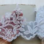 Bordure florale brodée blanc vif pour mariage/couture/artisanat/6" de large