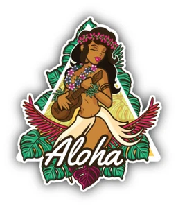 Calcomanía de vinilo para coche Aloha Hawaii Island Girl - Imagen 1 de 1