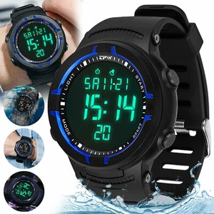 Wasserdichte Digital-Sport-Uhr LED-Hintergrundbeleuchtungs-Mann-Armbanduhr - Bild 1 von 14