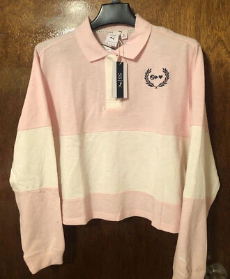 Puma X Selena Gomez Rugby Polo Tee Womens Size XL Pink White NWT XL - Image 1 of 4