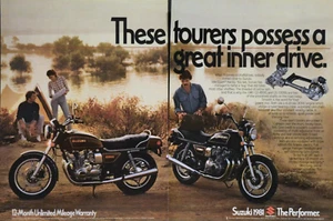 1981 Suzuki GS 850G GS 1000G 2 page Motorcycle Print Ad - Imagen 1 de 1