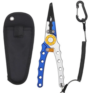 Saltwater Stainless Steel Tool Hook Remover Aluminum Blue/Silver Fishing Pliers - Picture 1 of 6