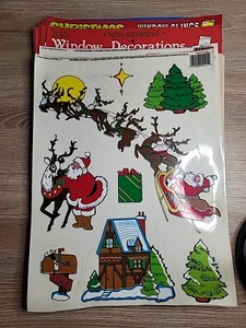 Vintage Christmas Window Clings Merry Christmas Holiday Decor Vibrant Color LOT  - Picture 1 of 17