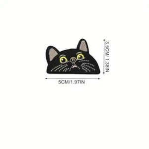 Embroidered Black Cat Iron-on Patch2 1/8 x 1 3/8 inch - Picture 1 of 6